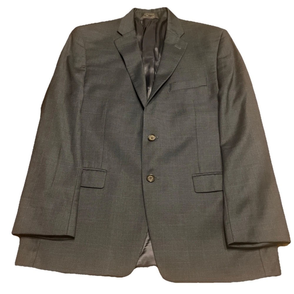 LAUREN RALPH LAUREN Sport Coat Blazer Men's 44 R Navy Blue Windowpane Check Wool